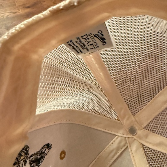 Miller Genuine Draft Tan & white trucker hat with snap back. - Picture 5 of 7